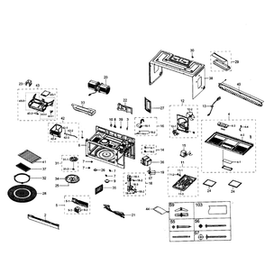 Main Assembly Diagram and Parts List for SMH1926S XAA-0000 Samsung Microwave