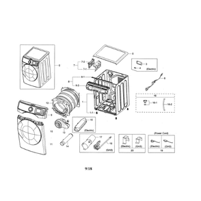 Main Diagram and Parts List for DV45K6500GV A3-01 Samsung Dryer
