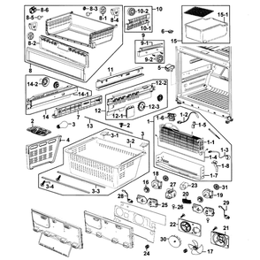 Freezer Diagram and Parts List for RF268ACRS XAA-0001 Samsung Refrigerator