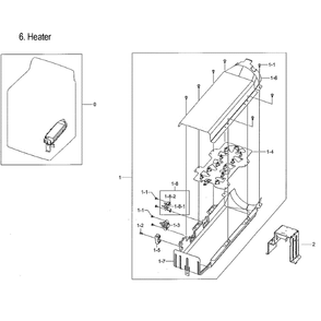 Duct Heater Diagram and Parts List for DVE54M8750V A3-0000 Samsung Dryer