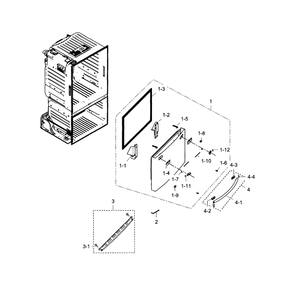 Freezer Door Diagram and Parts List for RF23HCEDBWW AA-07 Samsung Refrigerator