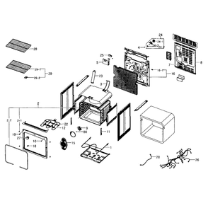 Main Assembly Diagram and Parts List for NE594R0ABWW AA-0001 Samsung Range