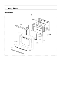 Door Assembly Diagram and Parts List for NX58R5601SS AA-00 Samsung Range