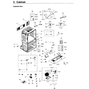 Cabinet Diagram and Parts List for RF28JBEDBSR AA-0003 Samsung Refrigerator
