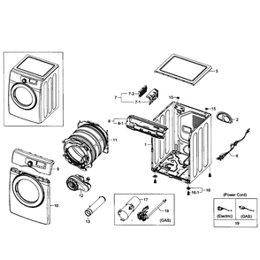 Main Assembly Diagram and Parts List for DV361GWBEWR A3-01 Samsung Dryer