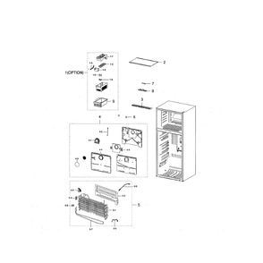 Freezing Compartment Diagram and Parts List for RT21M6215WW AA-00 Samsung Refrigerator