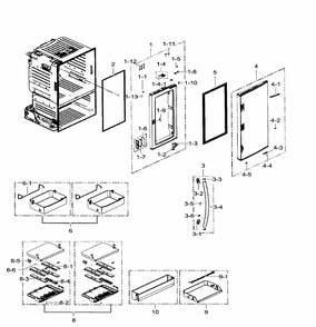 Right Door Diagram and Parts List for RF30HDEDTSR AA-0001 Samsung Refrigerator