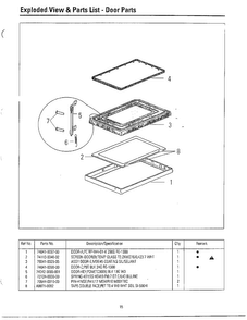 Door Diagram and Parts List for MC6566W XAA Samsung Microwave