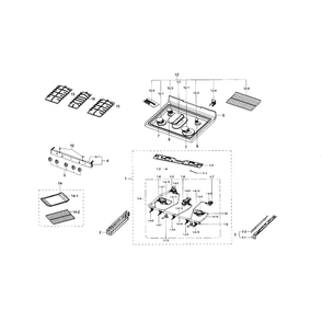 Cooktop Diagram and Parts List for NX58H5600SS AA-01 Samsung Range