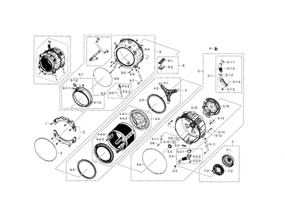 Tub & Drum Diagram and Parts List for WF448AAW XAA-0007 Samsung Washer