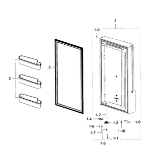 Freezer Door R Diagram and Parts List for RF28K9380SG AA-0000 Samsung Refrigerator