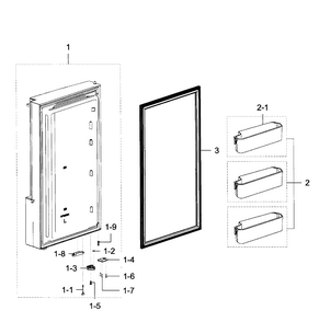 Freezer Door L Diagram and Parts List for RF28K9380SG AA-0000 Samsung Refrigerator