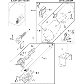 Heater Assembly Diagram and Parts List for DV448AGW XAA-0002 Samsung Dryer