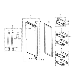 Right Door Diagram and Parts List for RS25H5111SR AA-01 Samsung Refrigerator