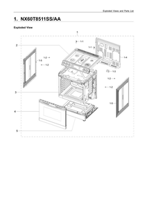 Main Assembly Diagram and Parts List for NX60T8511SS AA-02 Samsung Range