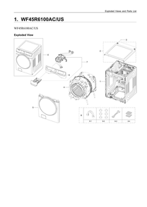 Main Unit Assembly Diagram and Parts List for WF45R6100AC US-51 Samsung Washer