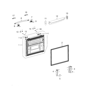 Freezer Door Diagram and Parts List for RFG237AABP XAA-0001 Samsung Refrigerator