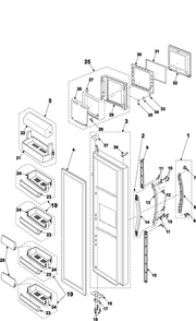 Refrigerator Door Diagram and Parts List for RS2577BB XAA Samsung Refrigerator