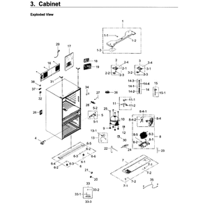 Cabinet Diagram and Parts List for RF30KMEDBSR AA-01 Samsung Refrigerator