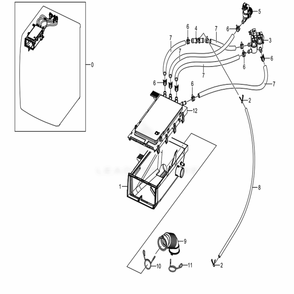 Assembly Drawer Parts Assembly Housing Drawer Diagram and Parts List for WF45N5300AW (US)(0000) Samsung Washer