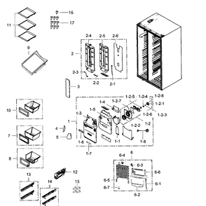 Fridge Diagram and Parts List for RH25H5611SR AA-01 Samsung Refrigerator