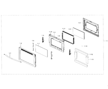 Door Diagram and Parts List for NE59J7630SG AA-0000 Samsung Range