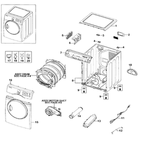 Main Assy Diagram and Parts List for DV219AEW XAA-0000 Samsung Dryer