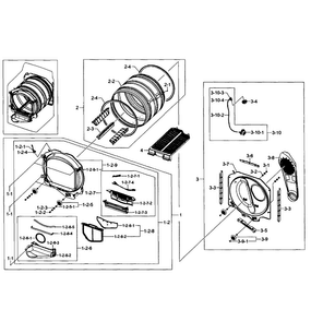 Drum Assy Diagram and Parts List for DV484GTHAWR A1-0001 Samsung Dryer
