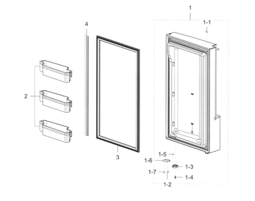 Freezer Door R Diagram and Parts List for RF32FMQDBSR AA-0006 Samsung Refrigerator