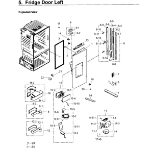 Fridge Door L Diagram and Parts List for RF263TEAEWW AA-02 Samsung Refrigerator
