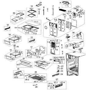 Refrigerator Diagram and Parts List for RF268ACBP XAA-00 Samsung Refrigerator
