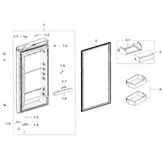 Right Door Diagram and Parts List for RFG299AARS XAA-0000 Samsung Refrigerator