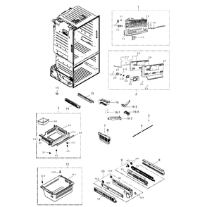 Freezer Assembly Diagram and Parts List for RF221NCTASP AA-00 Samsung Refrigerator
