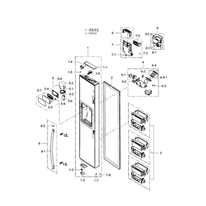 Freezer Door Diagram and Parts List for RS25H5121BC AA-0000 Samsung Refrigerator