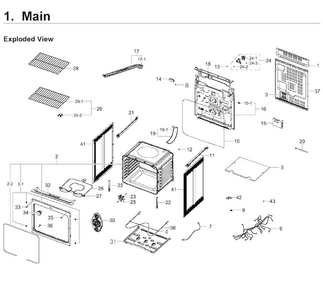 Main Asy Diagram and Parts List for NE59J3420SS AA-0006 Samsung Range