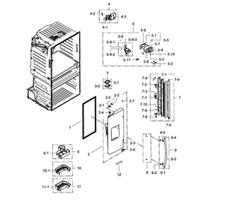 Fridge Door L Diagram and Parts List for RF4289HARS XAA-0002 Samsung Refrigerator