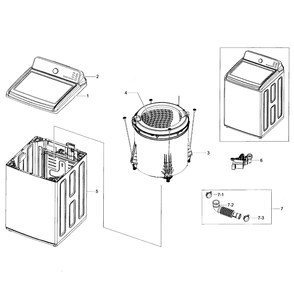 Main Diagram and Parts List for WA40J3000AW A2-01 Samsung Washer