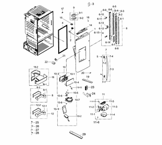 Door Left Diagram and Parts List for RF263TEAEBC AA-0003 Samsung Refrigerator