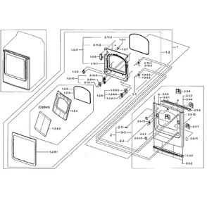 Frame Front And Door Diagram and Parts List for DV50K8600GW A3-01 Samsung Dryer