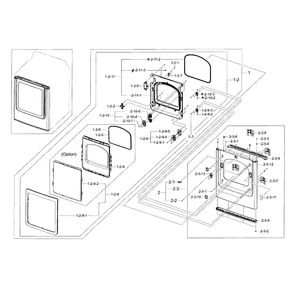 Frame Front And Door Diagram and Parts List for DV48J7700EW A2-0000 Samsung Dryer