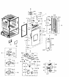 Door Left Diagram and Parts List for RF30HDEDTSR AA-0001 Samsung Refrigerator