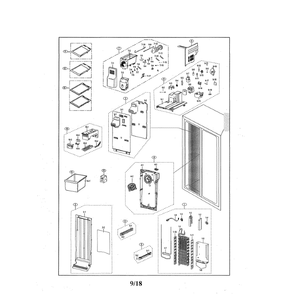 Freezer Diagram and Parts List for RS25J500DSR AA-01 Samsung Refrigerator