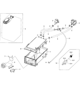 Drawer Housing Diagram and Parts List for WF363BTBEUF A2-0001 Samsung Washer