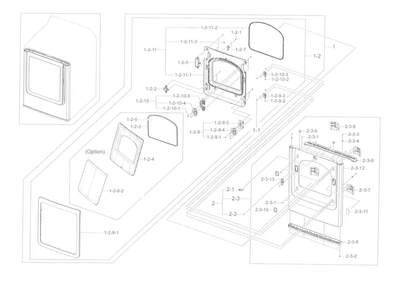 Frame Front & Door Diagram and Parts List for DV50K8600EV A3-0001 Samsung Dryer