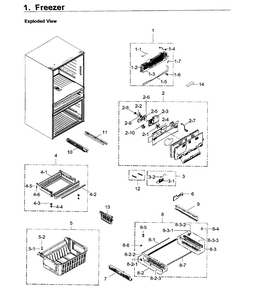 Freezer Diagram and Parts List for RF30KMEDBSR AA-0001 Samsung Refrigerator