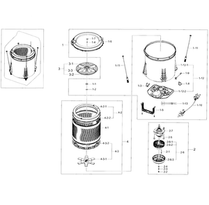 Tub Diagram and Parts List for WA45H7200AW A2-0001 Samsung Washer