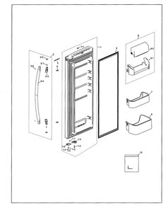 Right Refrigerator Door Diagram and Parts List for RF18HFENBSR US-00 Samsung Refrigerator