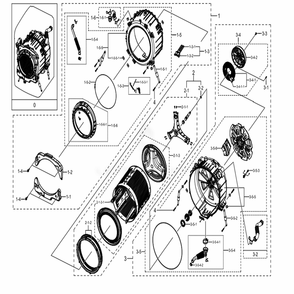 Assembly Tub And Drum Parts Diagram and Parts List for WV55M9600AW (A5)(0002) Samsung Washer