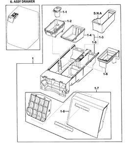Drawer Assy Diagram and Parts List for WF419AAU XAA-00 Samsung Washer