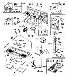 Cabinet 2 Diagram and Parts List for 40185053210  Kenmore Microwave
